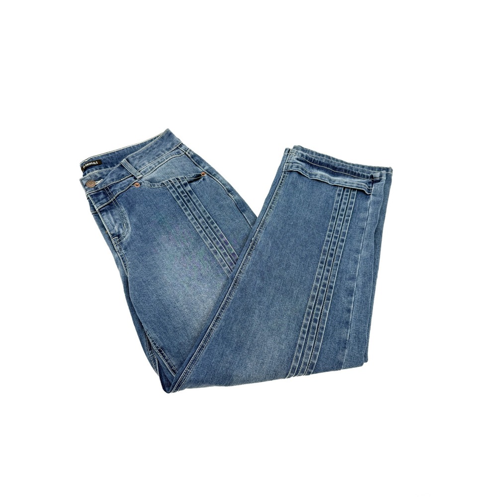 Flamingals Jeans Women 30 Blue Straight Leg Pintuck Detail Denim SKU 0195